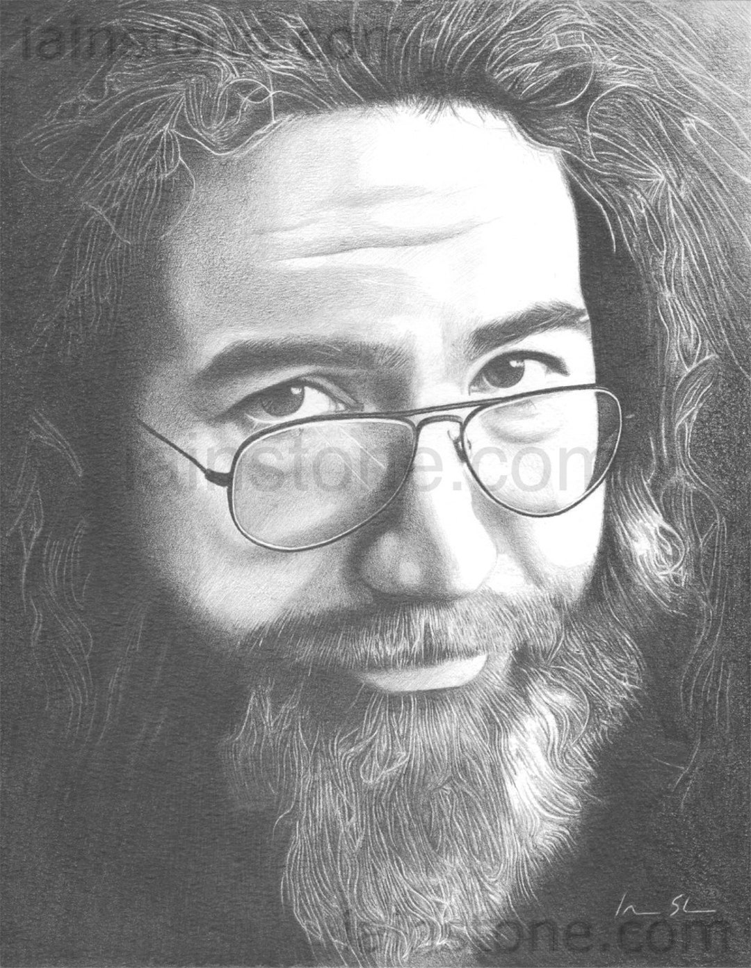 Jerry Garcia Pencil Drawing original Drawing Etsy