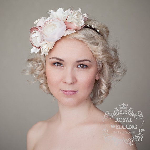 tocado de novia flor corona diadema nupcial boda casco boda | etsy