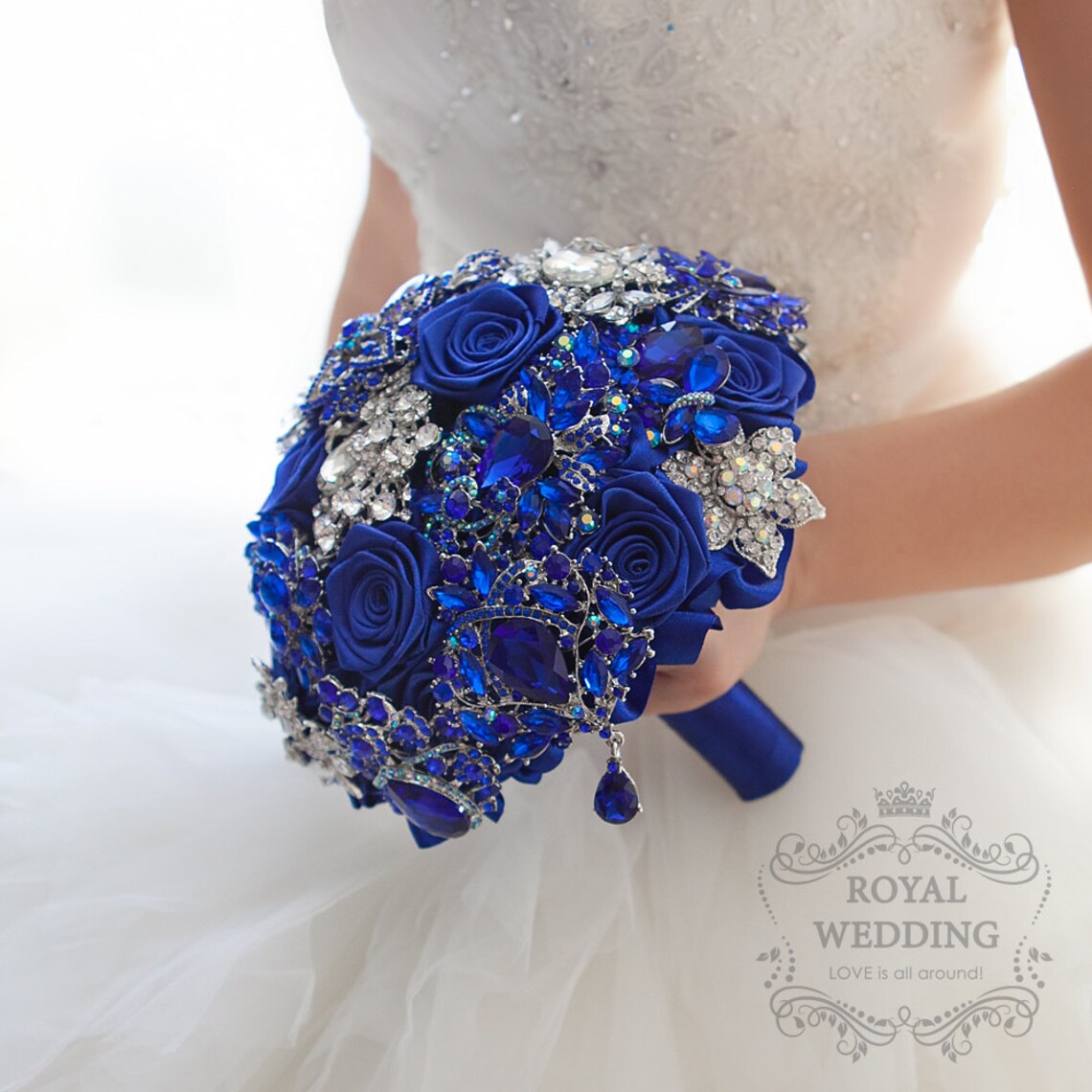 Royal Blue Brooch Bouquet Bridal bouquet Wedding Bouquet Etsy