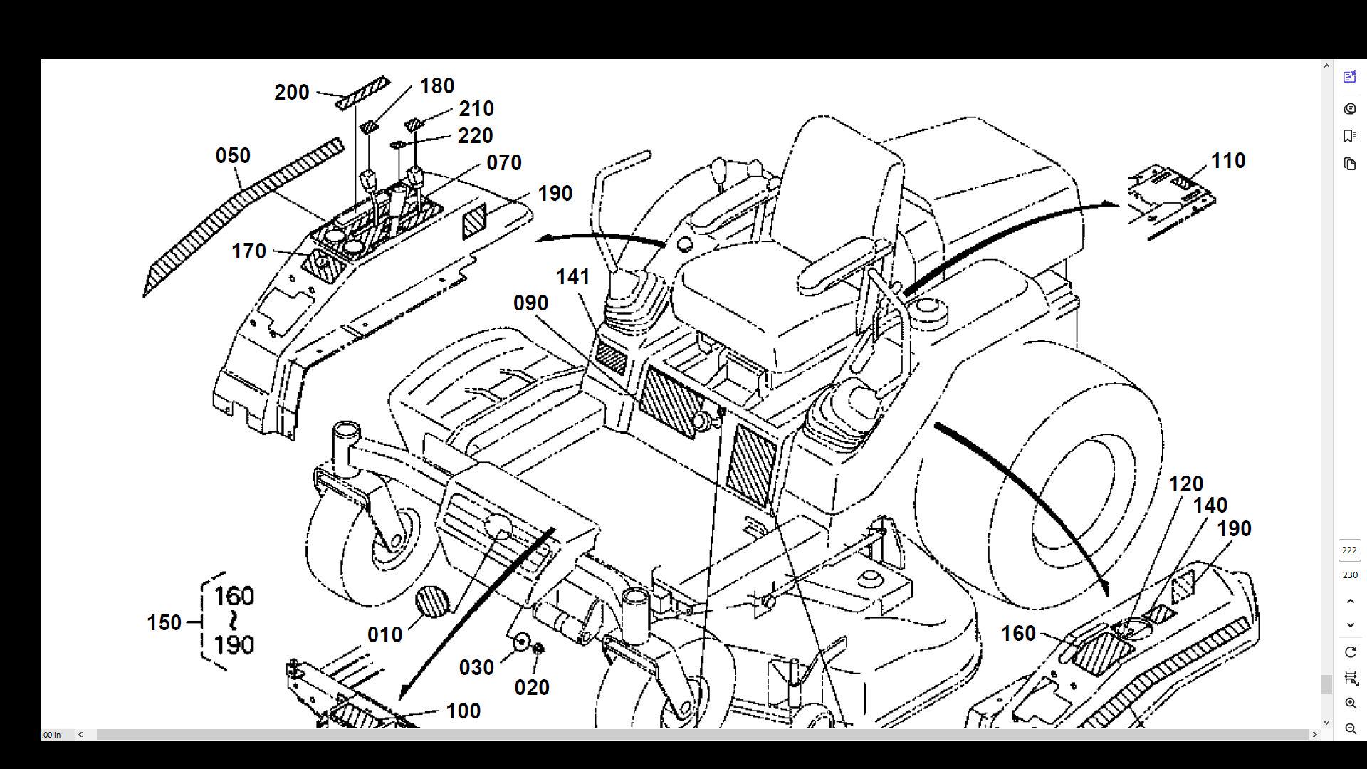 KUBOTA ZD18 ZD18F PARTS MANUAL 230pg -260pgs With Exploded Part
