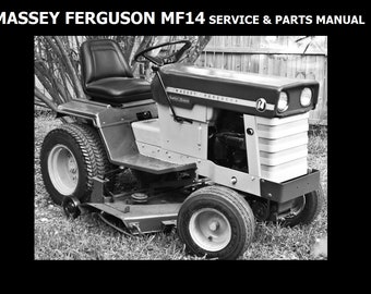 MASSEY FERGUSON MF14 Manual de taller y piezas - 130 páginas con diagramas despiezados y números de pieza para reparación de servicio de tractor de jardín diésel MF 14