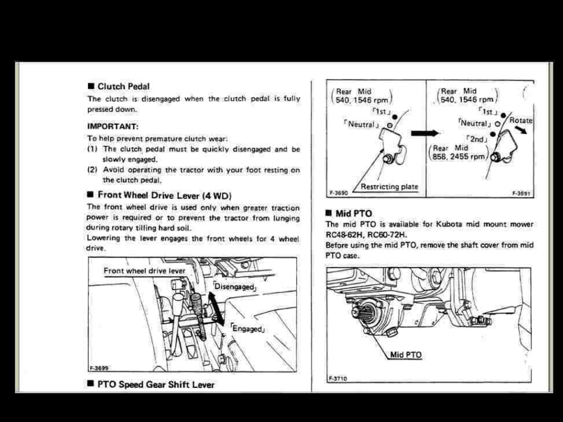 KUBOTA B7200 TRACTOR Operations & Parts Manuals 620 pages avec