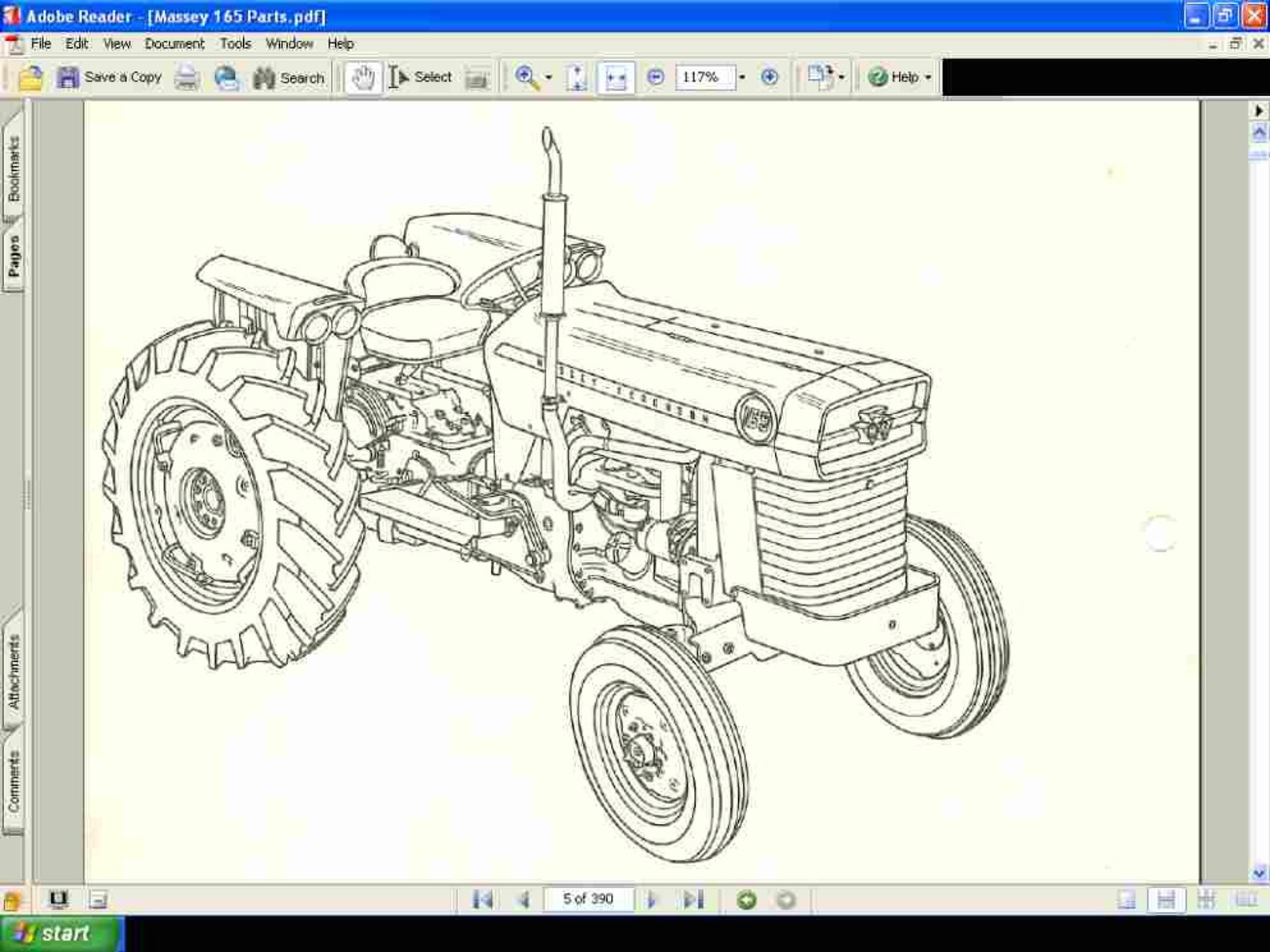MASSEY FERGUSON 165 Tractor Parts Manual - 390pg of Exploded Diagrams