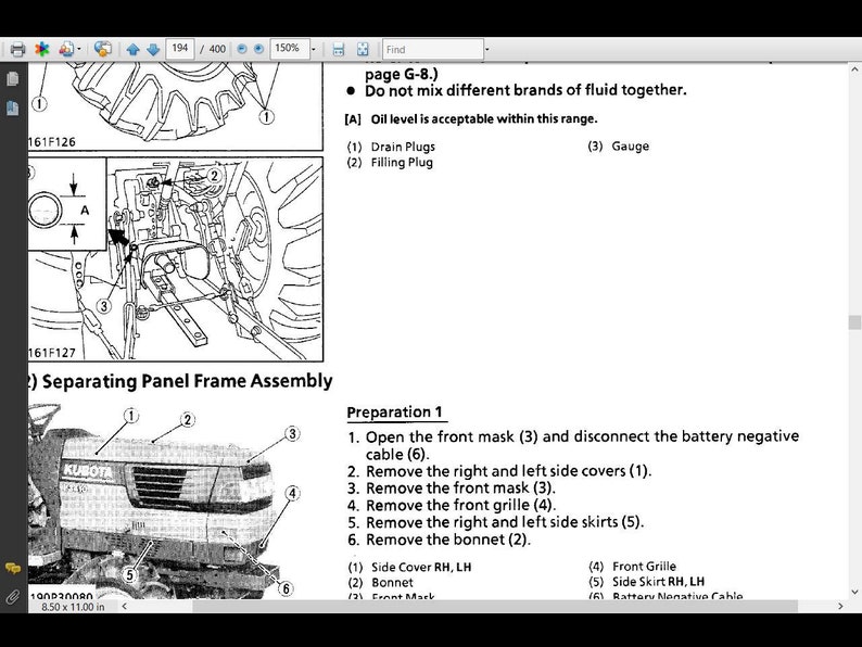 KUBOTA L3410 Service Manual 675pg W/ RC72 Mower LA482 Loader