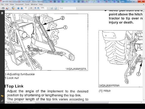 KUBOTA BX1850 BX2350 TRACTOR Operations Manuals - 120pg for BX