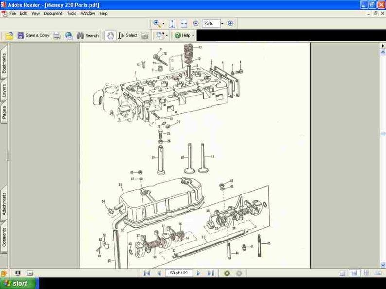 MASSEY FERGUSON MF 230 Tractor Parts Manual 130pgs With Exploded