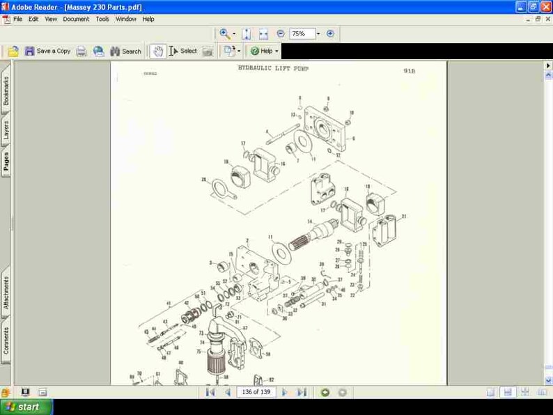 MASSEY FERGUSON MF 230 Tractor Parts Manual 130pgs With Exploded