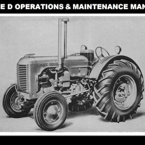 CASE D Operations & Maintenance Manual - 60pg for Tractor Tuning Diesel Service Storage and Repair