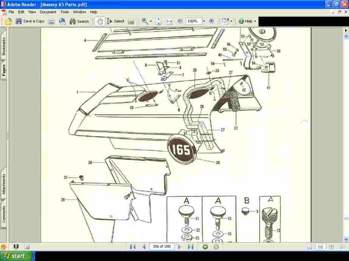 MASSEY FERGUSON 165 Tractor Parts Manual - 390pg of Exploded Diagrams Part Numbers and Numerical ...