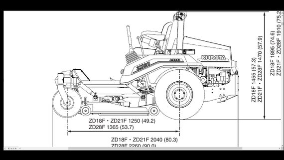 KUBOTA ZD18 ZD21 ZD25 ZD28 F Mower Workshop Manual 370pg for ZD18F