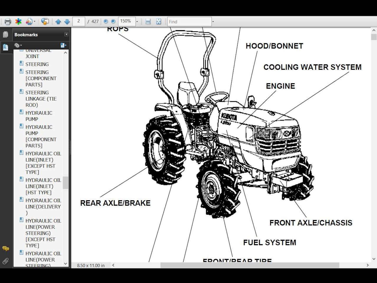 KUBOTA L2800 L2800 DT Parts Manual Set - 475pgs With Exploded Diagrams