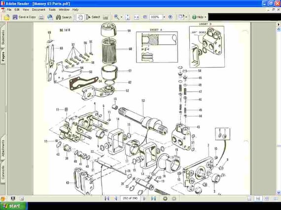 Massey Ferguson 165 Tractor Parts Manual 390pg Of Exploded Etsy