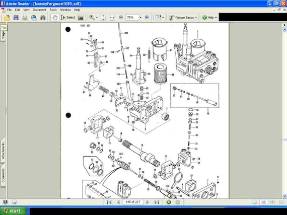 MASSEY FERGUSON MF1085 Parts Manual -210pgs for MF 1085 Tractor Repair & Service with Detailed Exploded Diagrams