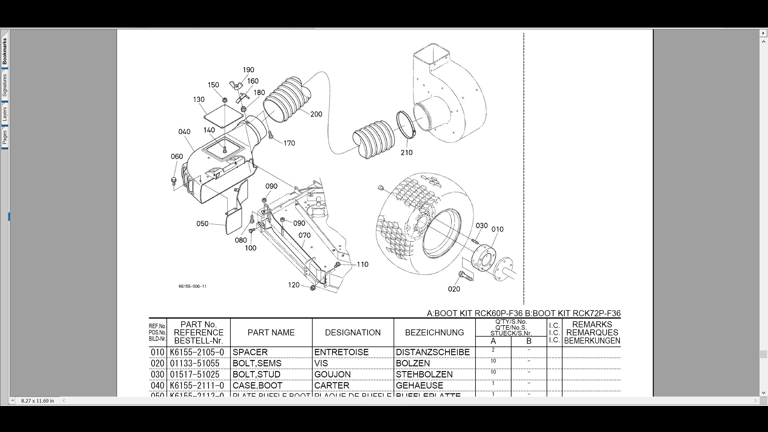 KUBOTA F2880 F3680 Tractor Mower Parts Manual -325pages of Exploded ...