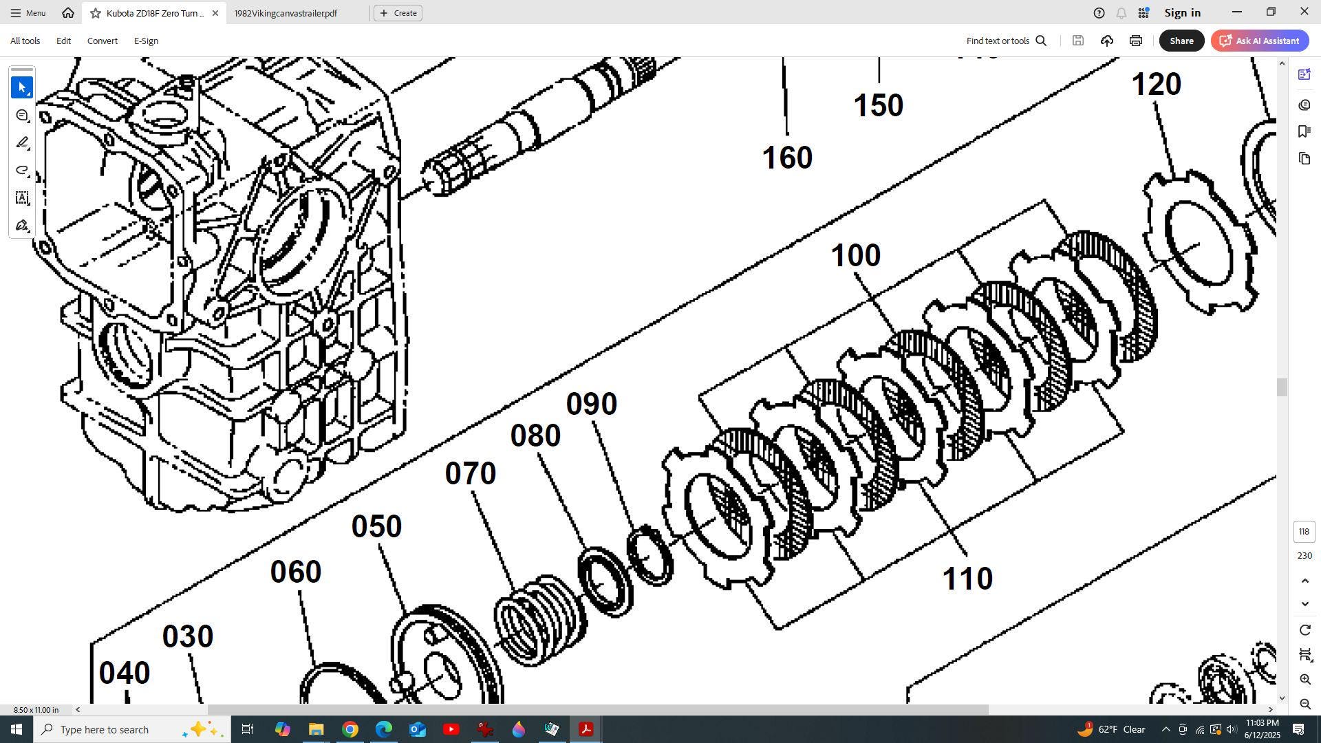 KUBOTA ZD18 ZD18F PARTS MANUAL 230pg -260pgs With Exploded Part