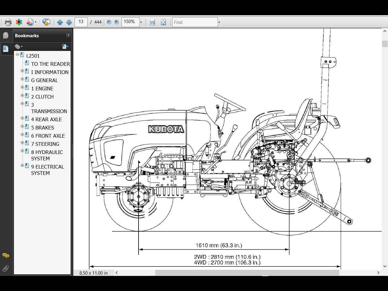 KUBOTA L2501 Tractor Service Manual 440pgs With L2501 L 2501 Set up