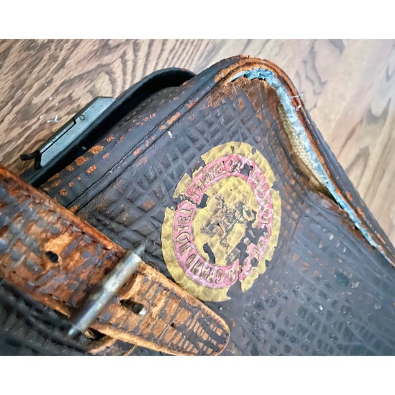 Antique Leather Souvenir Suitcase - image 4