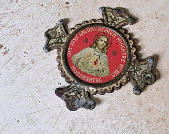 Antique French Jesus Plaque