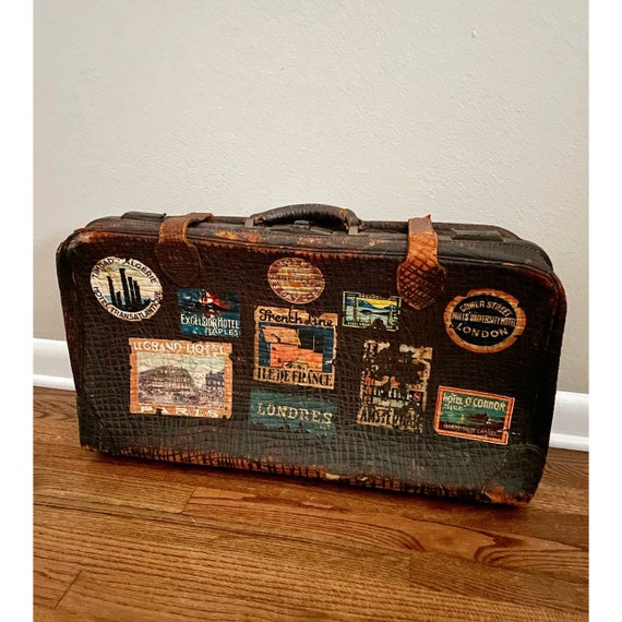 Antique Leather Souvenir Suitcase - image 2