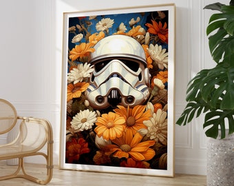 Stormtrooper Floral Art Print | Star Wars Decor | Digital Download | Interior Art