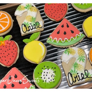 Twotti frutti themed sugar cookies