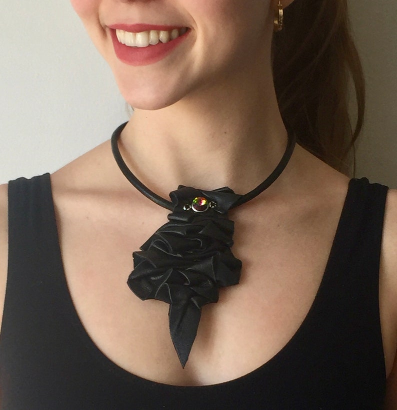 Black leather DrawString necklace