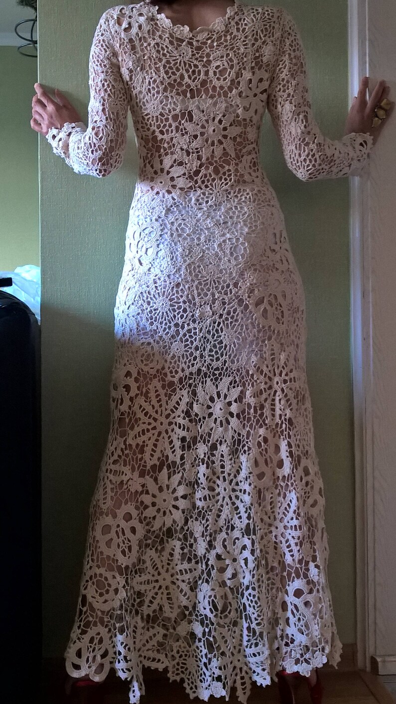 Robe crochet .dentelle irlandaise tricot irlandais. Etsy