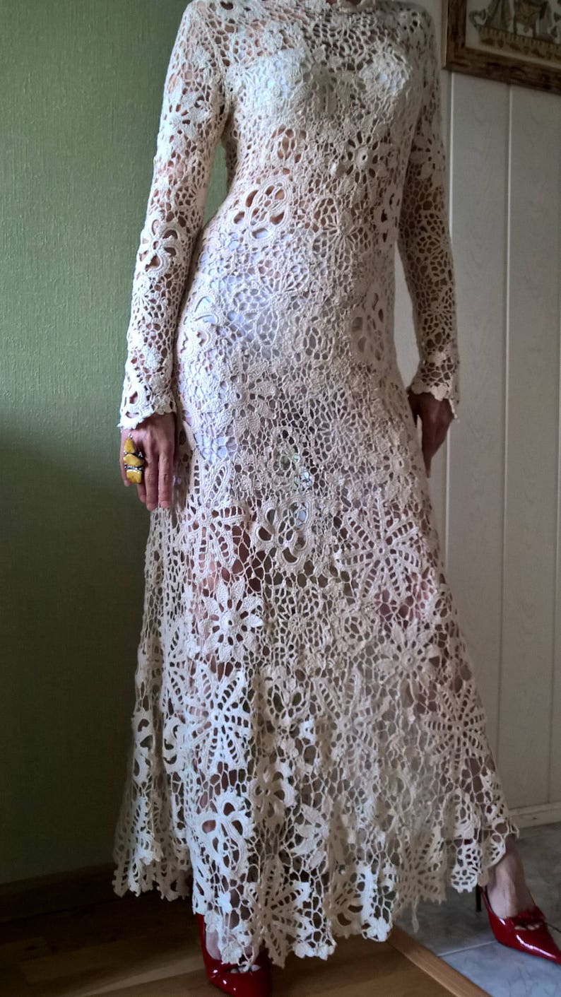 Robe crochet .dentelle irlandaise tricot irlandais. Etsy