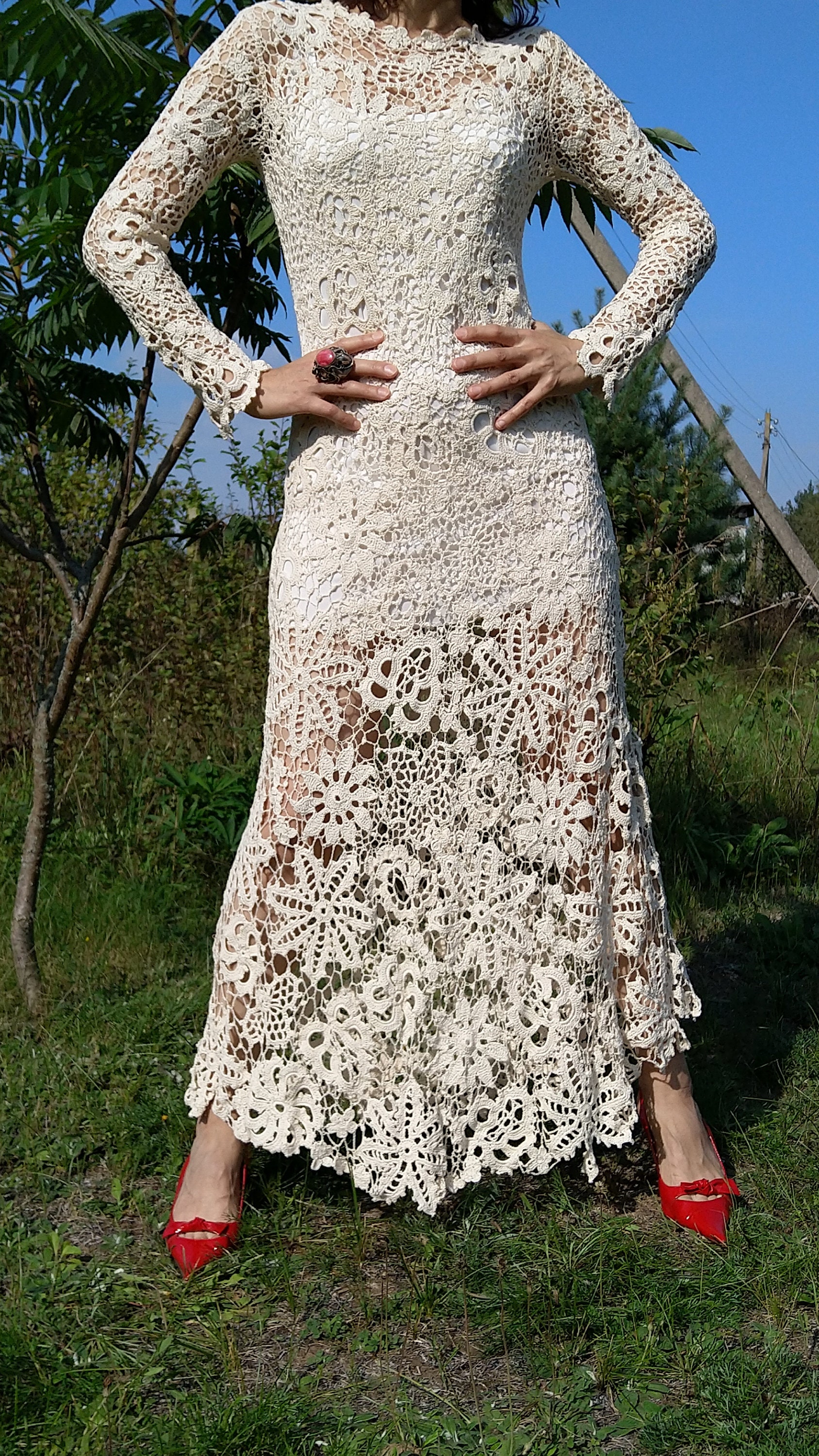 Robe crochet .dentelle irlandaise tricot irlandais. Etsy