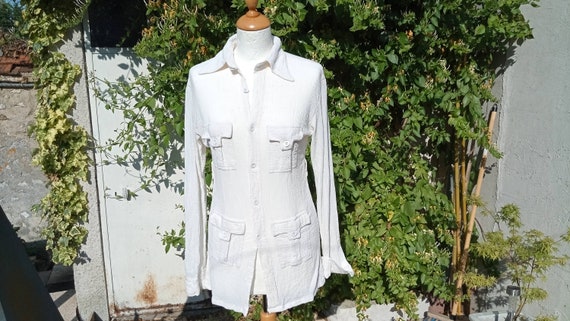 Womens 1970s Vintage Indian Cheesecloth Shirt in … - image 1
