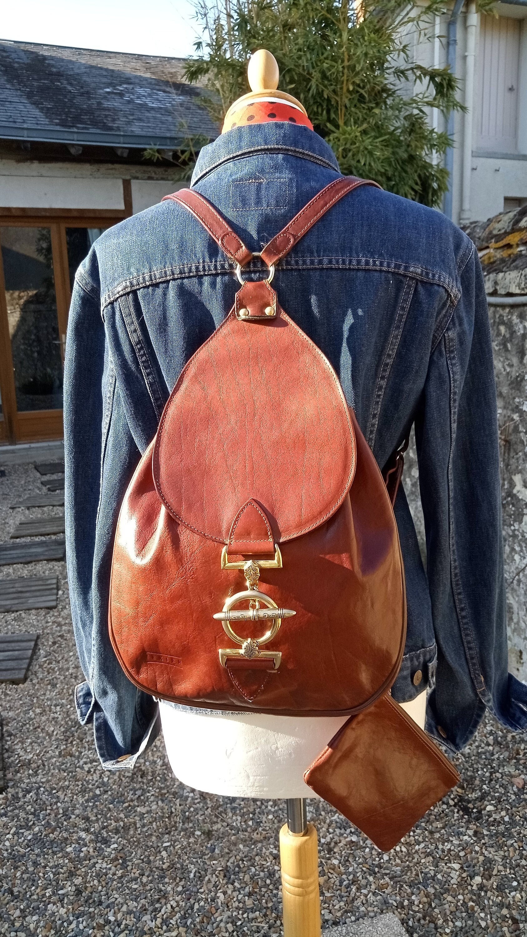 TEXIER Brown Leather Shoulder Bag Excellent - Made in France
