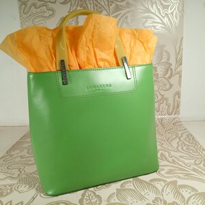 Vintage French Lamarthe Summer Green Leather Top Handle Bag/grab
