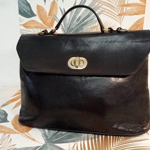 RESERVED for an Vintage French Katana Paris Black Leather Handbag