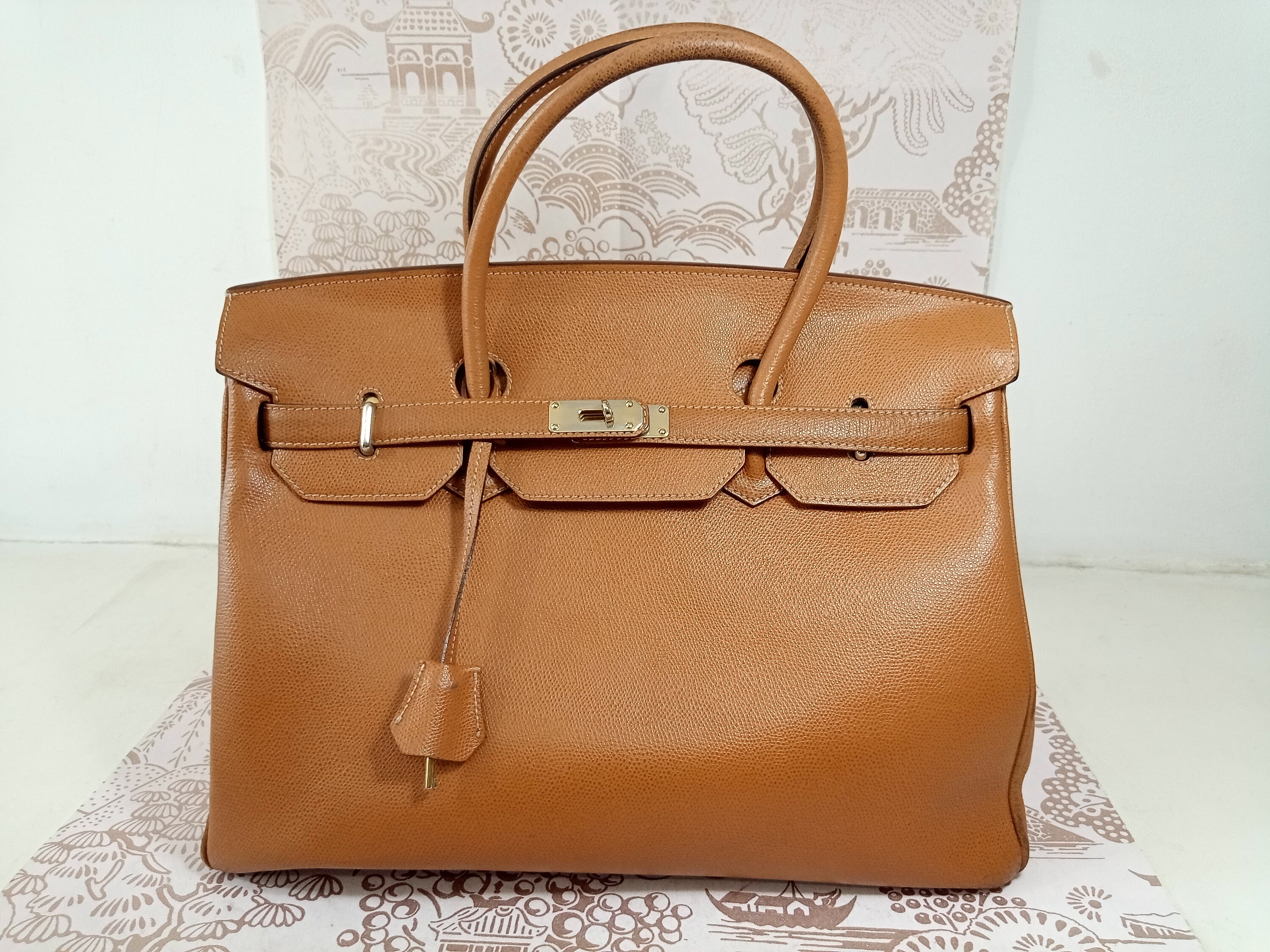 Vintage Milan Italian XXI SECOLO Camel Leather Kelly Style Bag  
