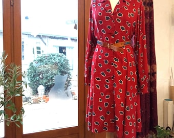 Vintage 80s Mint Condition ADINI Dress Fit & Flare Dress in Knee Length. Made in India. Adini Long Sleeved Button Thru Fitted Shirt Dress