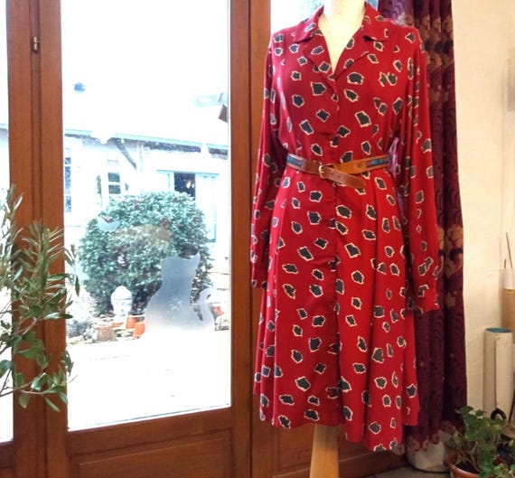 Vintage 80s Mint Condition ADINI Dress Fit Flare Dress in Knee