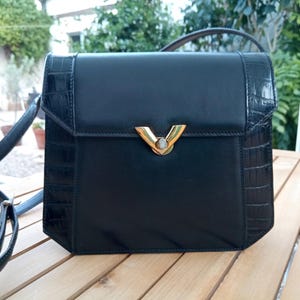 Sac à bandoulière vintage de luxe français SCHILZ en cuir de veau box, années 1960.
