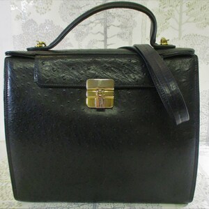 OSTRICH SHOULDER BAG KELLY STYLE SIGNED LOUISE FONTAINE