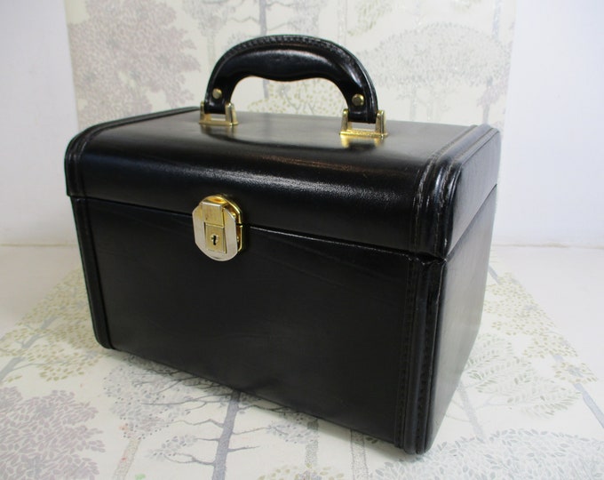 Vintage Black Vanity/train Case With Mirror and Key. Etsy