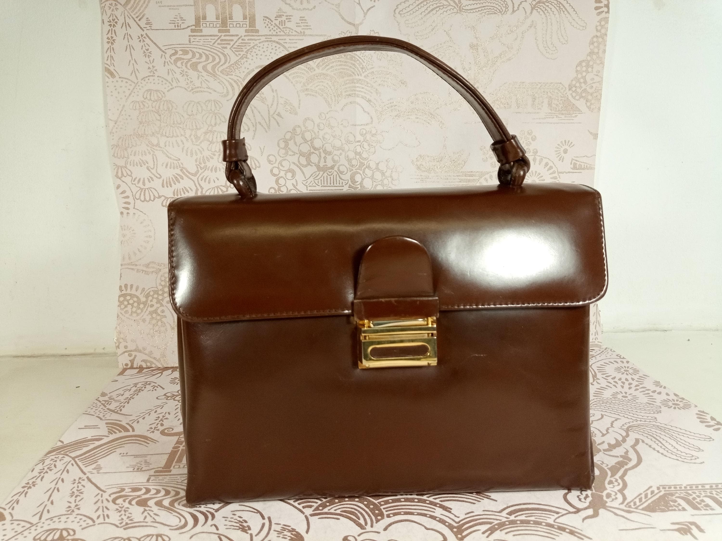 Sac à main/sac à main/sac à rabat en cuir de veau marron véritable