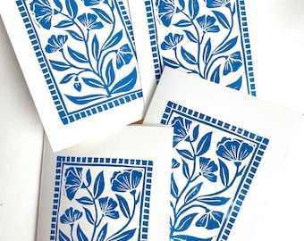 Periwinkle Flora Set of 4 Notecards & Envelopes