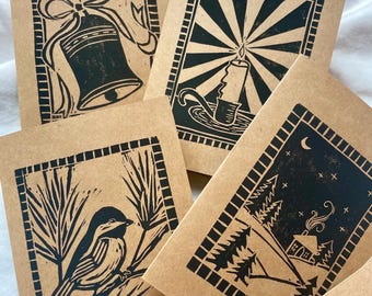 Ensemble de 4 cartes de vœux et enveloppes de Noël