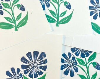 Periwinkle Zinnia Set of 4 Notecards & Envelopes