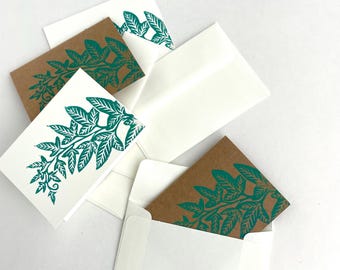 Mini 2.5x3.5 inch Green Ivy Set of 4 Notecards & Envelopes