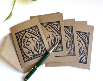 Black Snowdrop Set of 4 Notecards & Envelopes