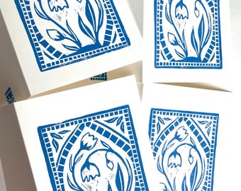 Periwinkle Snowdrop Set of 4 Notecards & Envelopes