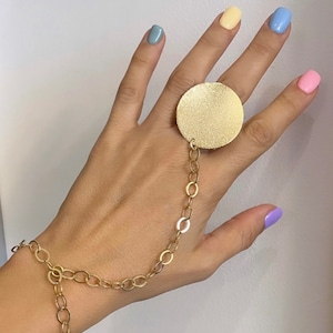Gold plated Ring Bracelet , Delicate slave bracelet , Harem bracelet , Finger bracelet