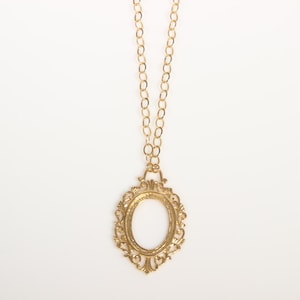 Bild-Frame-Kette, 14K gold vergoldet Kette, Geschenk für sie, zeitgenössische einzigartigen Schmuck