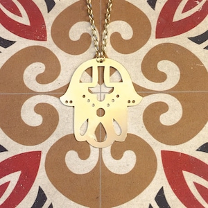 Hamsa hand necklace , Hamsa pendant , Protection necklace , Gift for her.
