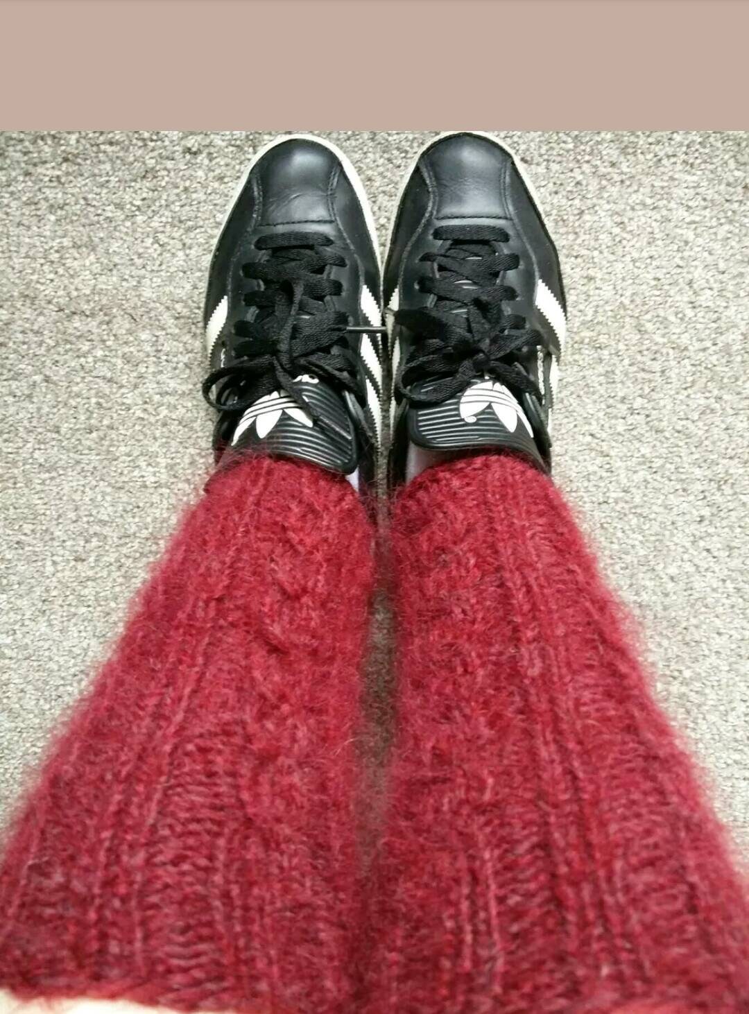 Purple Red Hand Knit Leg Warmers Thick Mohair Blend Yogas Etsy